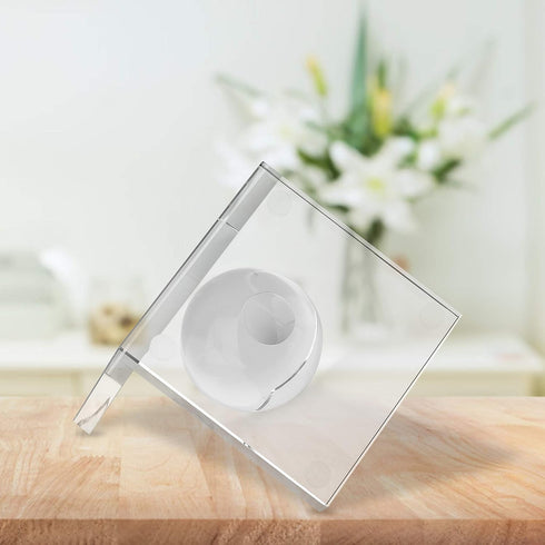 2 MerryNine Crystal Book Ends with Crystal Ball, Pcs Clear L Shape Non Skid Sturdy Crystal Decorative Bookends