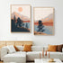 Bankrenart Nature Landscape Wall Art Prints: Mountain Sun Lake Artwork for Living Room Unframed 16x24 Inch