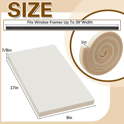 Pangda 4 Pcs Insulated Foam Panels Kit for Window Air Conditioner, 17 x 9 x 7/8 Inch, White with Top Seal Strip