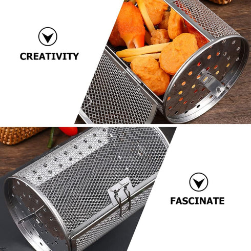 SHERCHPRY Rotisserie Grill Roaster Drum, Air Fryer Oven Basket, Stainless Steel Oven Rack for BBQ