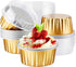 EUSOAR Disposable Ramekins Aluminum Foil, Gold 25 Packs 5oz Baking Cups with Lids for Mini Muffins