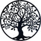 Yetaha Tree of Life Metal Wall Art - 11in x 11in Black Contemporary Iron Artwork Decor for Home and Garden