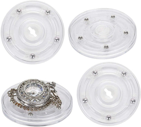 TamBee 4PCS 3Inch Acrylic Lazy Susan Turntable Organizer for Spice Rack Table Cake Kitchen