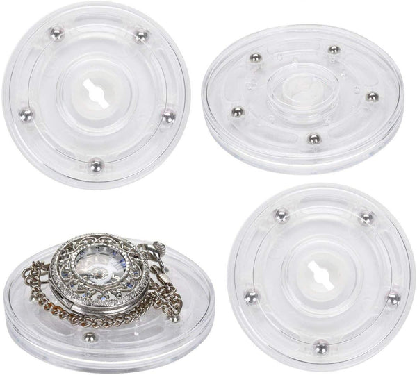 TamBee 4PCS 3Inch Acrylic Lazy Susan Turntable Organizer for Spice Rack Table Cake Kitchen