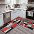 Set 2- 17x47.2 17x30 inches Kitchen Rugs of Red, Black, and Grey Modern Geometric Non-Slip Washable Floor Mats
