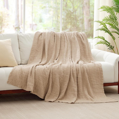 Kozyhvn 6 50"x70" Layers Cotton Muslin Blankets, Lightweight Cotton Throw, Cooling Soft Throw Blanket for Year-Round