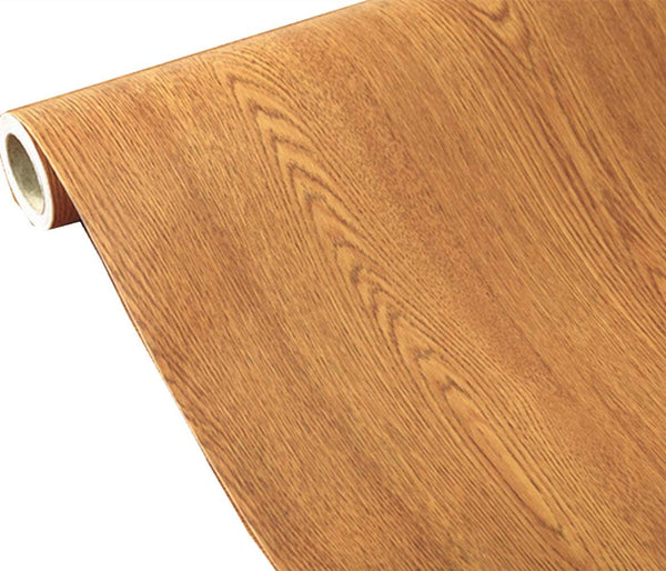 TOOLDECO Decorative Vinyl Sticker Peel Stick Wood Grain Wallpaper Countertop Paper (15.8X79Inch, Light Orange Shade)