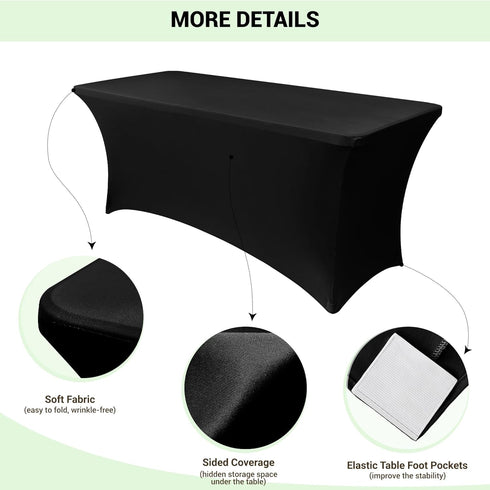 Obstal Spandex Table Cover, 6ft Fitted Rectangular Tablecloth for Birthday Party, Wedding Banquet (72L x 30W Inch)