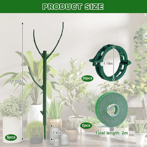 sanzkjic 5pack Adjustable Plant Support Pole Stackable Indoor/Outdoor Support Pole with Clamps, Suitable for Supporting