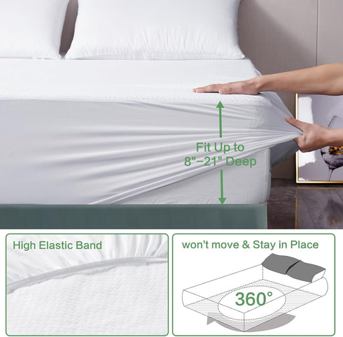 TASTELIFE Premium 3D Air Fabric Twin Size Waterproof Mattress Protector Pad - Ultra-Soft, White