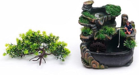 Gdrasuya10 Desktop Fountain Waterfall Decor, Water Feature with Colour Changing LED Lighting for Office Home Bedroom