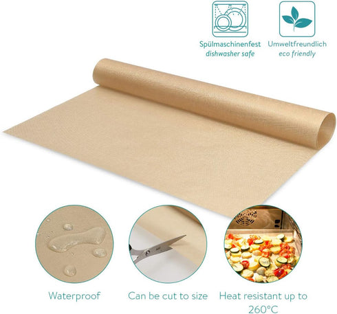 Navaris 3x Reusable Baking Sheets - 13"x16" Parchment Paper for Baking Oven - Set of 3 Pieces