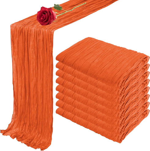8 Pack 10FT Orange Easter Cheesecloth Table Runner 35x120 Inch Gauze Rustic