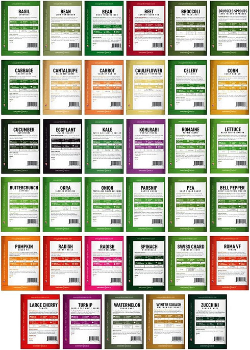 16,000 35 35 Gardeners Basics Survival Vegetable Seeds Garden Kit Over Seeds Non-GMO and Heirloom, Great for Emergency