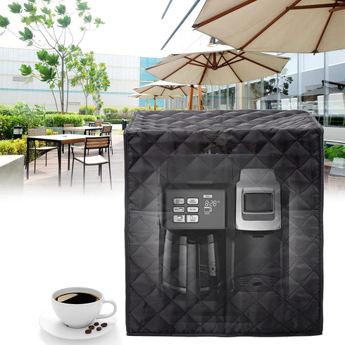 AOZBZ Coffee Maker Cover, Waterproof Cotton Cloth Dust Cover with 2 Storage Bags, Washable, Black