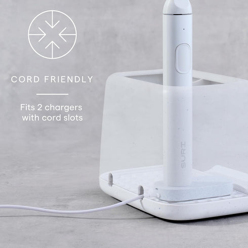 2-Slot, Counter YouCopia The Ledge Toothbrush Holder, Bathroom Vanity Organizer with Cord Slots, Removable Base