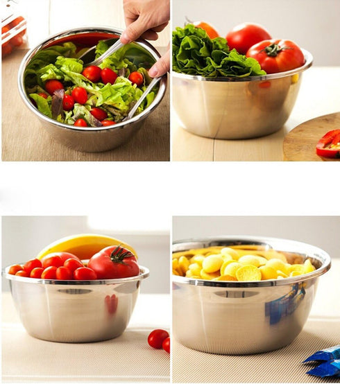 Stainless Steel Bowl, 6.5QT Heavy Duty Salad Bowl, Metal Basin with Mirror Finish, Dishwasher Safe (XL)