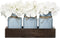 Mkono Mason Jar Centerpiece - Decorative Wood Tray with 3 Painted Jars and Artificial Flowers for Rustic Decor