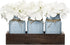 Mkono Mason Jar Centerpiece - Decorative Wood Tray with 3 Painted Jars and Artificial Flowers for Rustic Decor