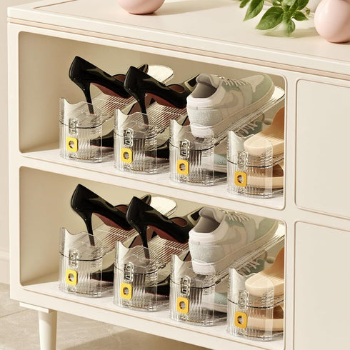 12PACK Closet Clear Shoe Slot Organizers Shoe Stacker Rack Organizer for Adjustable Shoes Holders Space Saver Zapateras
