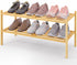 Smiry Bamboo Shoe Rack 2-Tier, Stackable Wooden Shoe Organizer for Entryway &