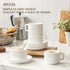 8 Set 4, Ounce Cappuccino Cups of Latte Mugs with Saucers and Spoons, White Cream Ceramic Coffee Mugs Tea Cups