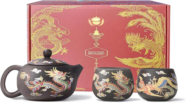 Hand-made Dragon and Phoenix Color-changing Purple Clay Teapot Zisha Tea Pot Kung