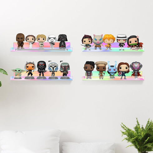 4 Pack 15" Dezzer Acrylic Shelves for Wall, Acrylic Floating Shelves for Bathroom Bedroom, Invisible Bookshelf Wall