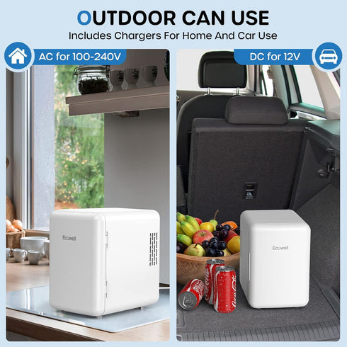 Ecowell WRE100 Mini Bedroom Fridge, 4L/6 Can Portable Compact Refrigerator for Office Dorm Car
