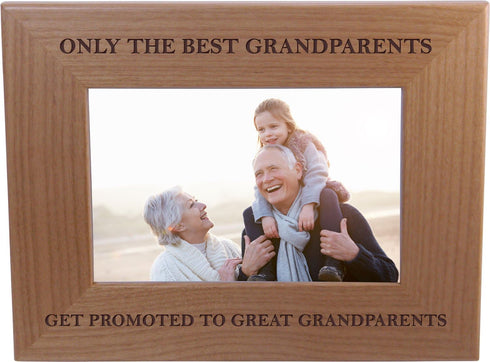 CustomGiftsNow Only The Best Grandparents Get Promoted to Great Grandparents - 4x6 Inch Wood Frame