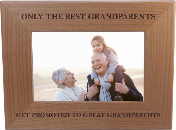 CustomGiftsNow Only The Best Grandparents Get Promoted to Great Grandparents - 4x6 Inch Wood Frame