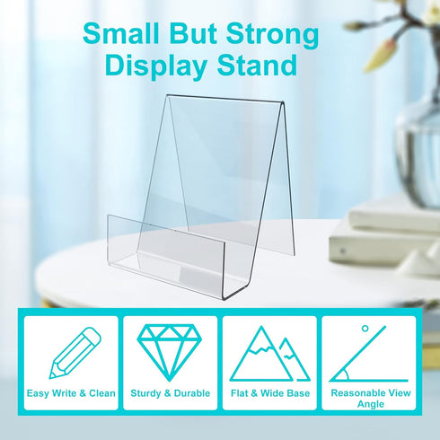 Acrylic Book Stand with Ledge, 10PC 4 Inch Clear Display Easel for Books, Magazines, Plates, Pictures, Artworks