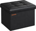 SONGMICS Small Folding Storage Ottoman, Foot Rest Stool, Cube Footrest, Synthetic Leather,