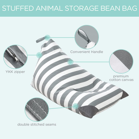 50"x 35" Aubliss Stuffed Animal Storage Bean Bag Chairs Cover, Extra Large Bean Bags Chair for Kids Adults, Beanbag Toy