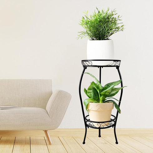 NOAMOO 2 28 inch Metal Plant Stand Tier Indoor Outdoor, Tall Flower Pot Shelf Rustproof Stable Heavy Duty Corner Stand
