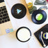 Funny Retro Record Coasters for Drinks, Set of 6 Vinyl Player Holder for Music Lovers, Conversation Piece Drink Coasters