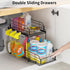 SUEH DESIGN 2 Tier Under Sink Organizer, Metal Kitchen Bathroom Storage with Hanging Rail