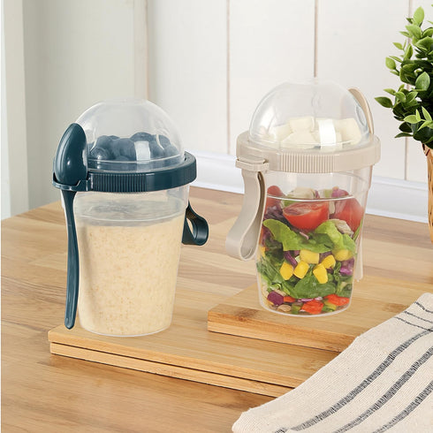IDOBY 20 Oz Cups(Set 4) Overnight Oats Containers With Lids & Spoon, Meal Prep Yogurt Containers, Parfait Cups