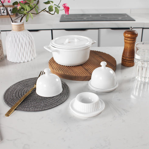 jinsongdafa Countertop, Set 4, 3.5 inch Butter Dish with Lid, Suitable for of Ceramic Butter Tray with Handle Lid