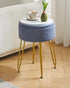 WBD010BU IBUYKE Teddy Velvet Storage Footrest Stool Ottoman, Makeup Vanity Stool Side Table with Removable Cover