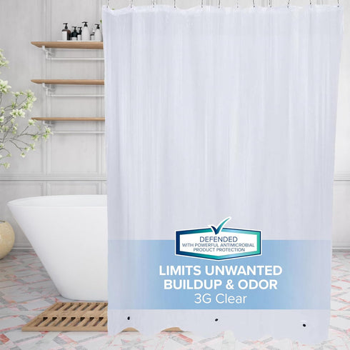 SlipX Solutions Protected Shower Curtain Liner - 3G Lightweight, 70"x72", Clear