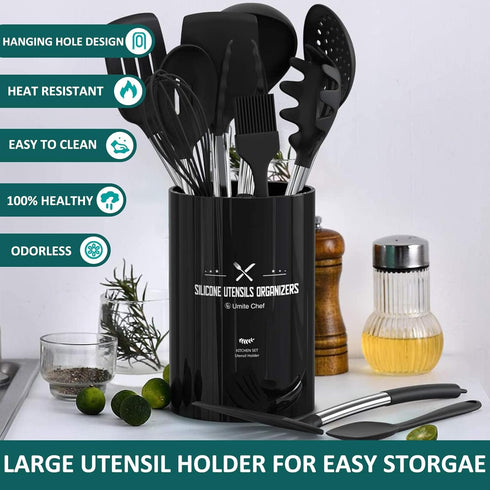 Silicone Cooking Utensil Set, Umite Chef 15pcs Non-stick Kitchen Utensils Set, Best Cookware with Stainless Steel