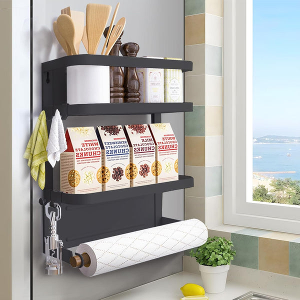Dr.BeTree Magnetic Spice Rack for Refrigerator, Magnetic Paper Towel Holder Shelf, Kitchen Organization and Storage