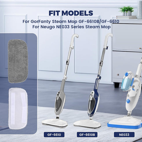 Fanshuge 2Pack GF-6610B/GF-6610Highly Steam Mop Replacement Pads Compatible with GorFanty Steam Mop Model Absorbent