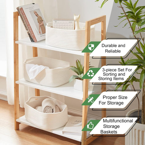 Closet OIAHOMY Cotton Rope Storage Baskets | Decorative Storage Basket for Storage, Home Organizing Bins and Nursery