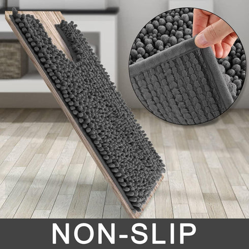 Yimobra Luxury Shaggy U-Shaped Toilet Rug, 24.4 X 24.4 Inches, Soft Contour Mat for Bathroom Floor, Non Slip Carpet,
