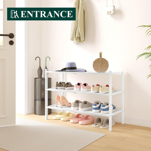 3 Closet, Smiry Bamboo Shoe Rack, Tier Shoe Organizer for Entryway & Stackable Free Standing Storage Shelf for Shoes