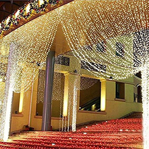 Geanmoki 306 LED Window Curtain String Light for Wedding Party Home Garden Bedroom Indoor Outdoor Decorations