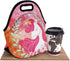 Violet Mist Cute Unicorn Neoprene Lunch Bag, Pink Reusable Insulated Lunch Box with Zipper for Work Gifts