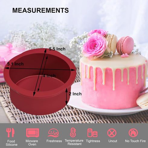 4 Inch Silicone Round Cake Pans Set of 4, Non-stick Mini Cake Pans for Layer Cake, Cheese Cake, Chocolate Cake